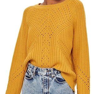 Topshop Mustard Yellow Cable Knit 